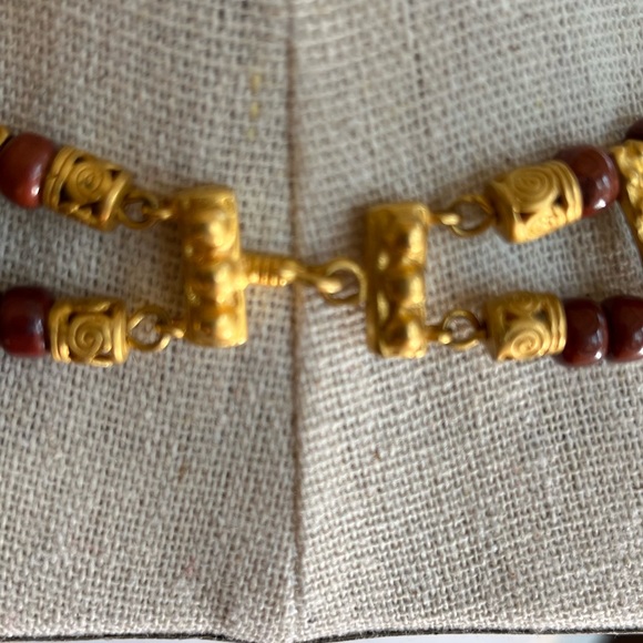 L.A. Cano Choker and Earring Set of 24k Gold  and Jasper Stones - Picture 5 of 16